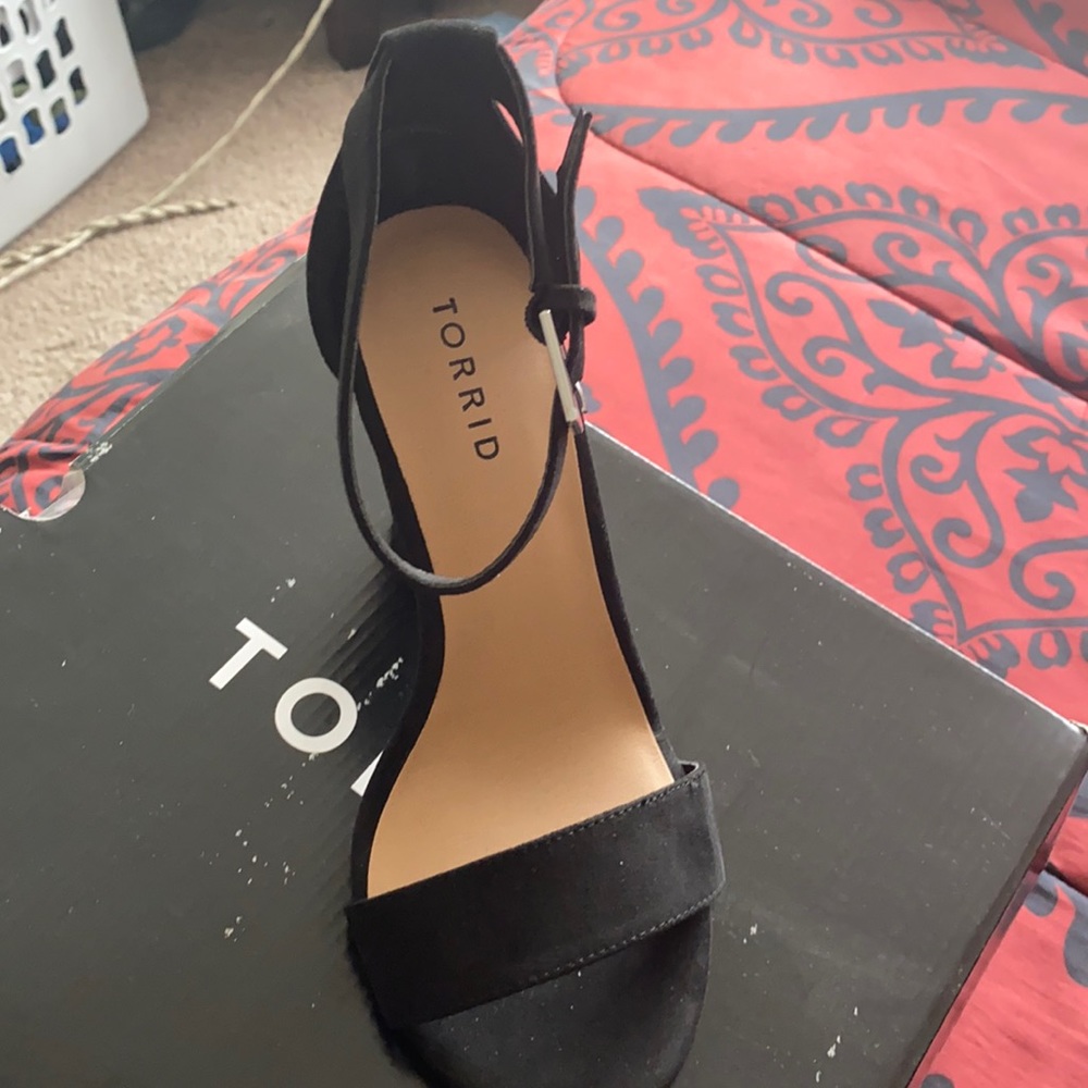 Torrid black suede heels size 7.5/8 wide fit